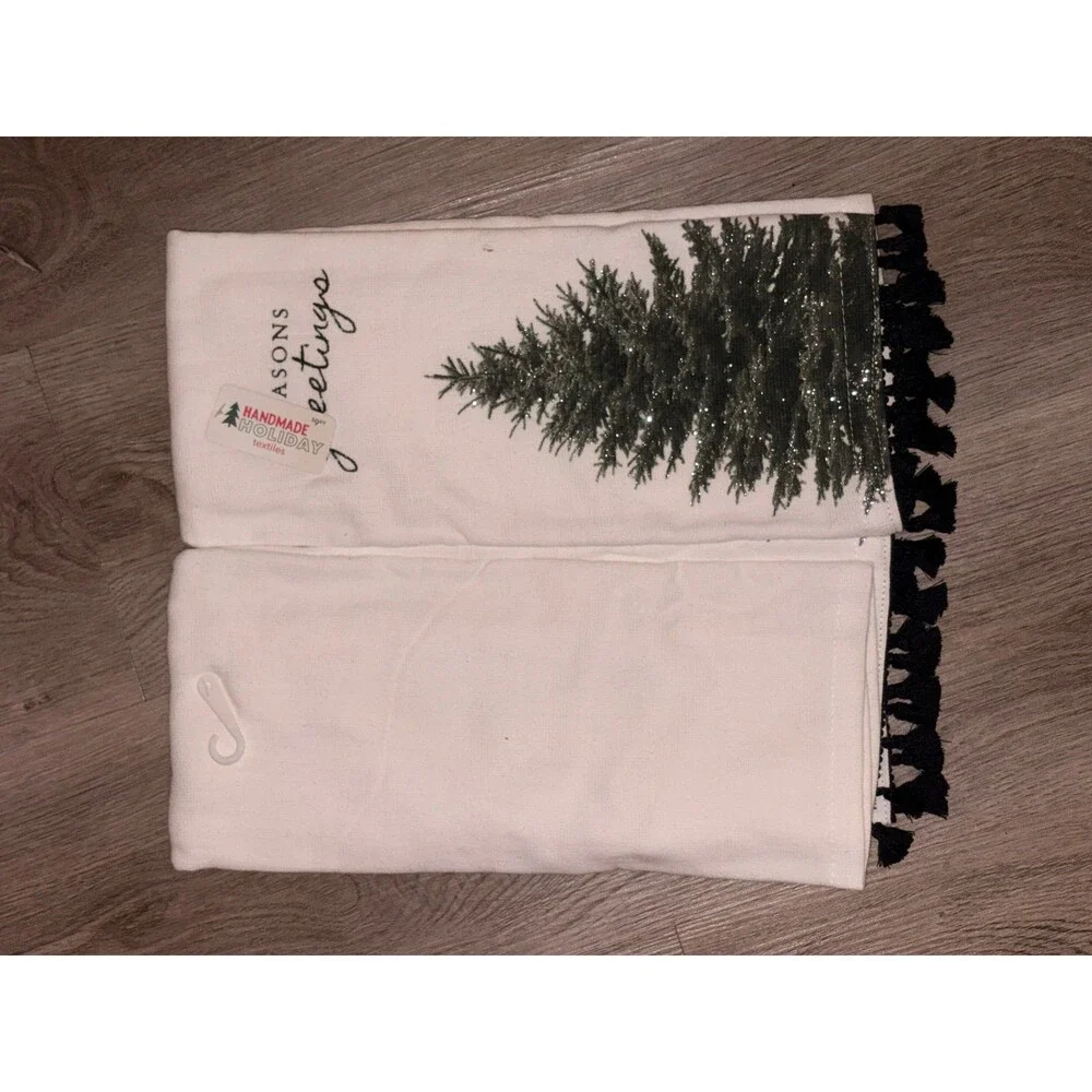 2 pack Handmade‎ Christmas Hand Towels sparkling trees NWT kitchen Hand Towel.